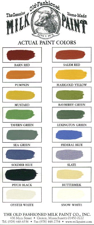 Old Fashioned Milk Paint Color Chart